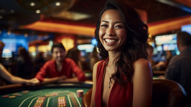 Live dealer conducting a blackjack round at sins slot Mega Wheel studio